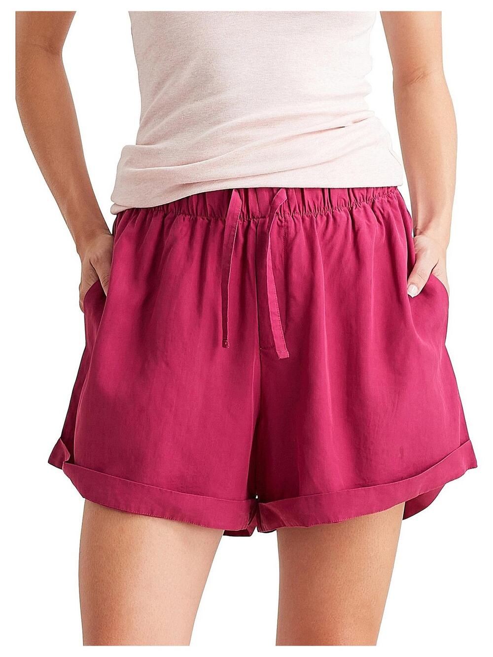 [Papinelle] Pink Tencel Elastic Waist Cuffed Amelie Boxer Short Pajamas Size XL